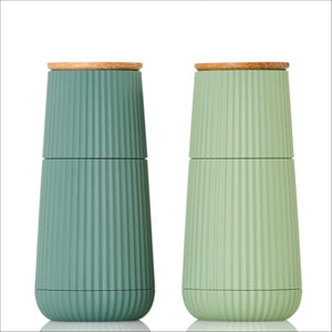 PEPPER AND SALT GRINDER SCAPE SET<br>DARK & LIGHT GREEN